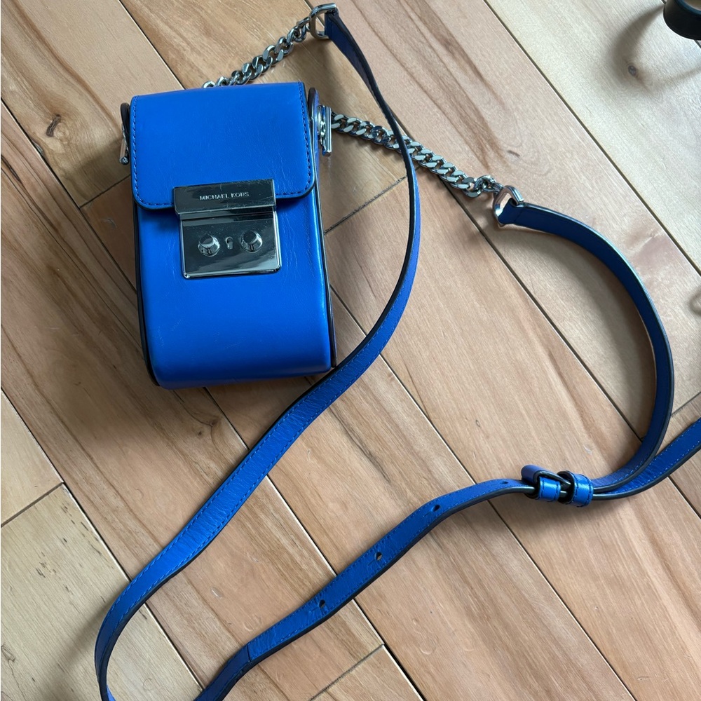 Michael Kors Vibrant Blue Crossbody with Silver Accents